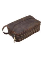 Trousse de toilette en cuir double compartiment pochettes interieures tannage vegetal en vachette cuir souple avec zip durable 1.png