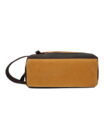 Trousse de toilette en tissu avec empiecement en cuir compacte avec compartiments et pochette avant style brut delave 1 1.png