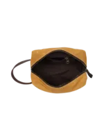 Trousse de toilette en tissu avec empiecement en cuir et pochette avant style brut delave avec compartiments pratiques 1.png