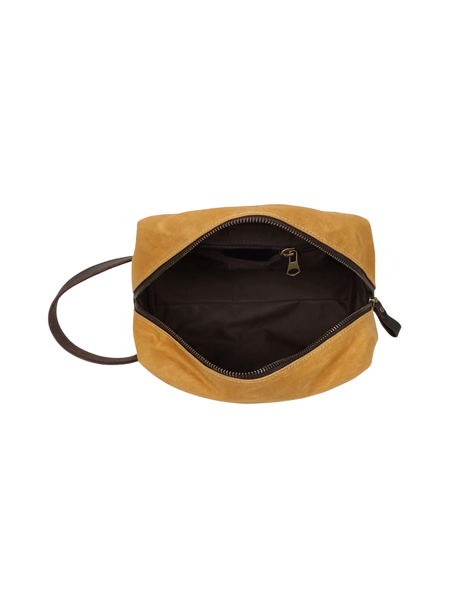 Trousse de toilette en tissu avec empiecement en cuir et pochette avant style brut delave avec compartiments pratiques 1.png