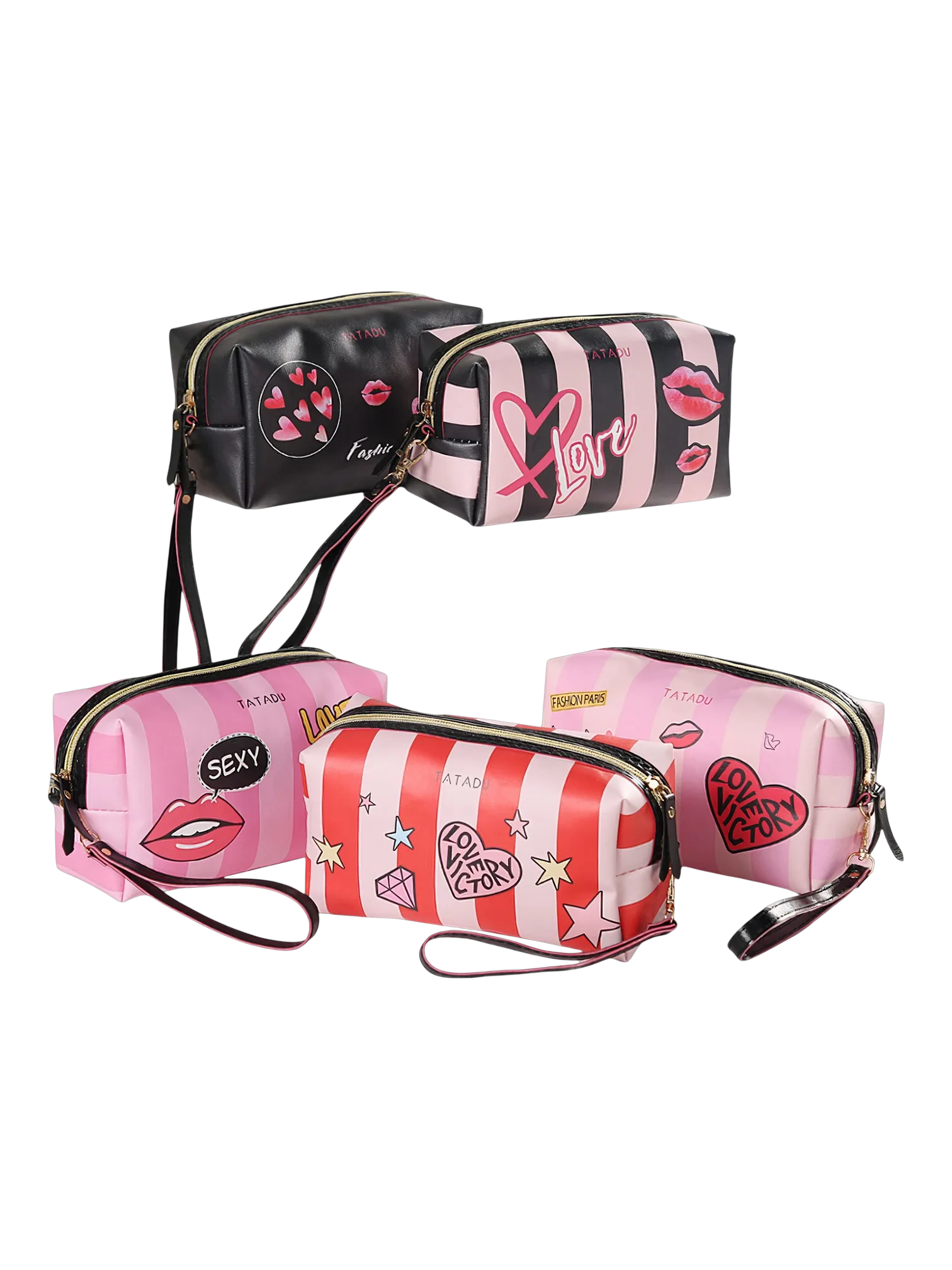 Trousse de toilette femme simple fashion rose avec designs varies et couleurs audacieuses pour un style modern 1.png