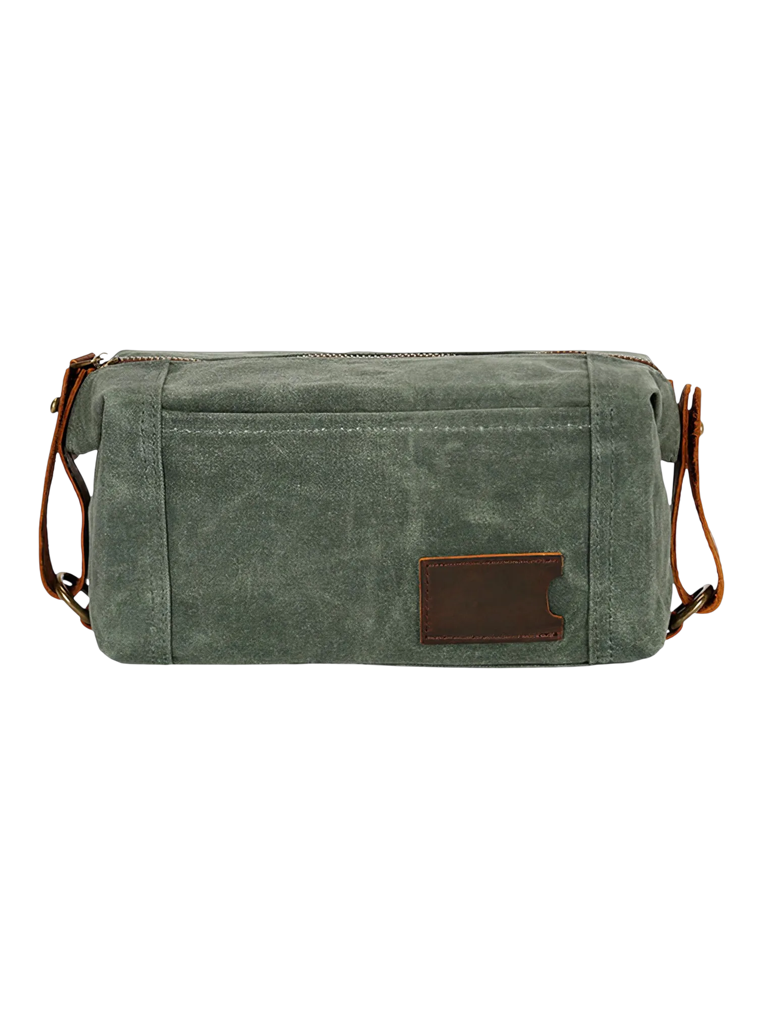 Trousse de toilette homme tissu empiecement cuir avec compartiments style brut pratique pour voyage et usage quotidien 1.png