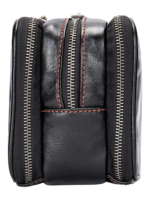 Trousse de toilette triple compartiment en cuir noir et rouge avec pochettes et elastiques design moderne et fonctionnel 1.png