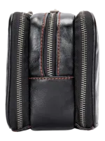 Trousse de toilette triple compartiment en cuir noir et rouge avec pochettes et elastiques design moderne et fonctionnel 1.png