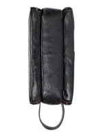 Trousse de toilette triple compartiment en cuir noir et rouge avec pochettes et elastiques pour lavage et organisateur 1.png