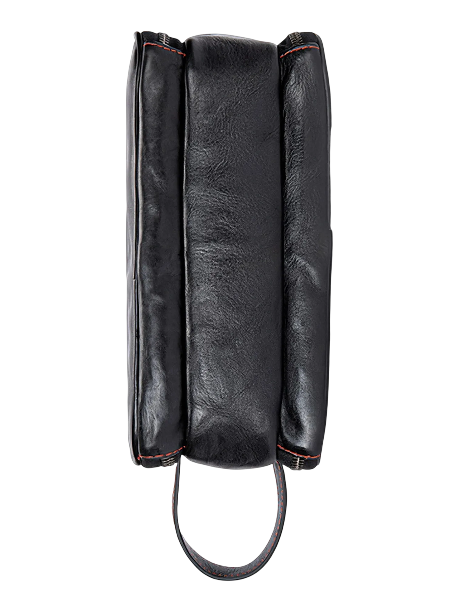 Trousse de toilette triple compartiment en cuir noir et rouge avec pochettes et elastiques pour lavage et organisateur 1.png
