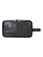 Trousse de toilette triple compartiment en cuir noir et rouge avec pochettes et elastiques pour voyage essentiels femmes hommes 1.png