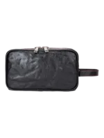 Trousse de toilette triple compartiment en cuir noir et rouge avec pochettes et elastiques pour voyage essentiels femmes hommes 1.png