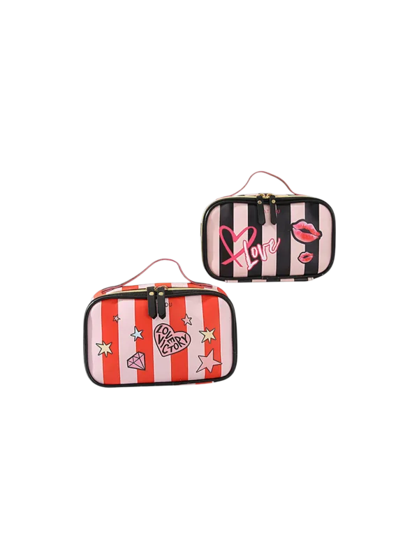 Trousse vanity cosmetique maquillage femme avec compartiment pinceaux rouge et noir motif lips etoiles 1.png