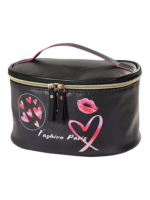 Vanity femme cosmetique maquillage simple fashion rose trendy makeup bag with graphic hearts and kiss lips design 1.png