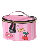 Vanity femme cosmetique maquillage simple fashion rose trendy pink makeup bag with cherry and lips design 1.png Vanity femme cosmetique maquillage simple fashion rose trendy pink makeup bag with cherry and lips design 1.png