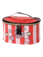 Vanity femme cosmetique maquillage simple fashion rose trousse a maquillage rouge avec etoiles et diamants decoratifs 1.png