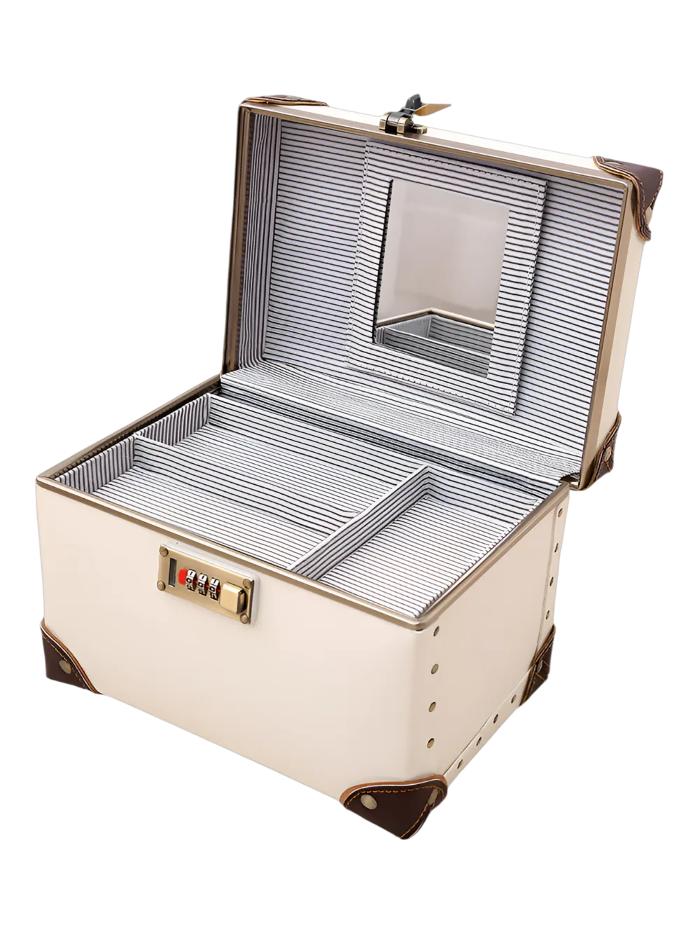Mallette de maquillage portable avec miroir blanche élégante structure organisateur pratique pour femme beauté cosmétiques 2023