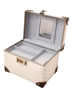 Mallette de maquillage portable avec miroir blanche élégante structure organisateur pratique pour femme beauté cosmétiques 2023