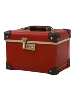 Mallette de maquillage rouge portable avec miroir chic pour voyages coiffeuse féminine de luxe