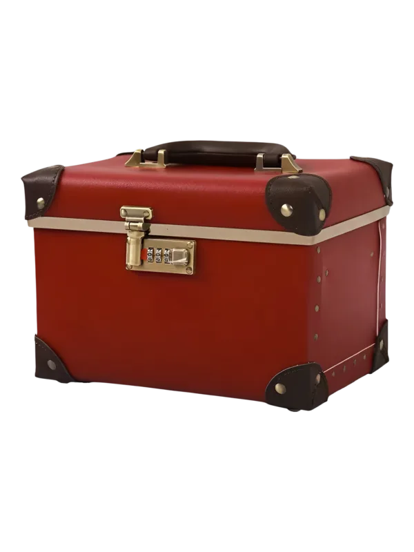 Mallette de maquillage rouge portable avec miroir chic pour voyages coiffeuse féminine de luxe