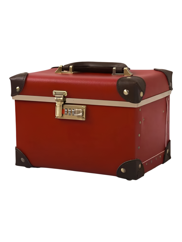 Mallette de maquillage rouge portable avec miroir chic pour voyages coiffeuse féminine de luxe