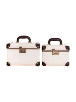 Mallette de maquillage vanity coiffeuse portable avec miroir blanc et brun deux tailles simples et élégantes