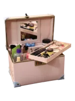 Mallette de maquillage vanity coiffeuse portable avec miroir rose intérieur miroir cosmétiques organisateur compact pratique Mallette de maquillage vanity coiffeuse portable avec miroir rose intérieur miroir cosmétiques organisateur compact pratique
