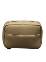 Petite trousse maquillage toilette en cuir véritable couleur beige texture souple pour femmes pratique et chic