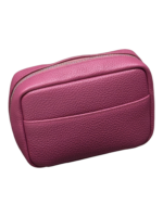 Petite trousse maquillage toilette en cuir véritable couleur rose compacte en véritable cuir souple pour femmes