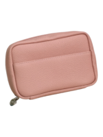 Petite trousse maquillage toilette en cuir véritable couleur rose poudré design élégant et pratique pour cosmétiques