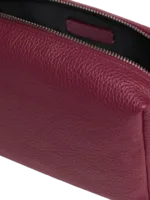 Petite trousse maquillage toilette femme imitation cuir couleur bordeaux matériau simili cuir fermeture éclair pratique pour femme