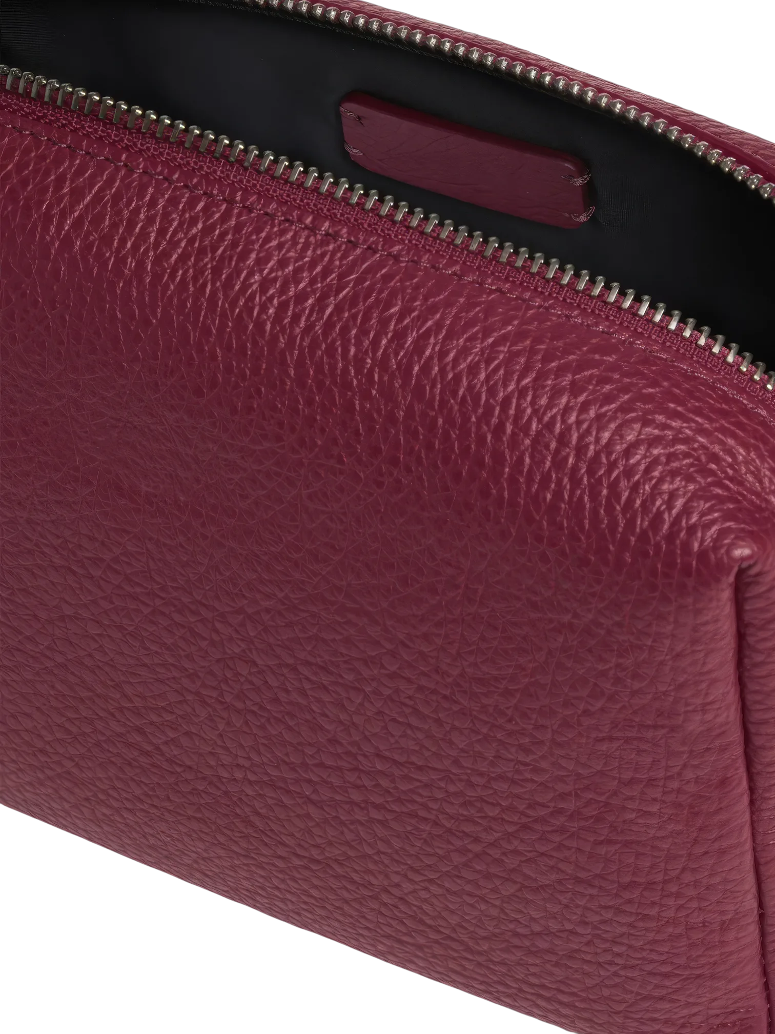 Petite trousse maquillage toilette femme imitation cuir couleur bordeaux matériau simili cuir fermeture éclair pratique pour femme