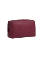 Petite trousse maquillage toilette femme imitation cuir en couleur bourgogne décor texture simili cuir zipper pratique Petite trousse maquillage toilette femme imitation cuir en couleur bourgogne décor texture simili cuir zipper pratique