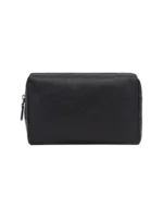 Petite trousse maquillage toilette femme imitation cuir noir mat compacte pratique pour voyages et rangement
