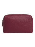 Kleine make-up- en toilettas voor dames van rood imitatieleer met structuur en ritssluiting, ideaal om mee te nemen op reis Kleine make-up- en toilettas voor dames van rood gestructureerd imitatieleer met ritssluiting, ideaal om mee te nemen op reis