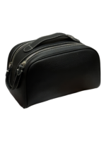 Women's make-up and toiletry bag in leather black leather zipper sophisticated design for travel and everyday use Women's make-up and toiletry bag in leather black leather zipper sophisticated design for travel and everyday use