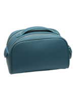 Trousse de maquillage toilette femme en cuir en couleur bleu doux et moderne pour cosmétiques et accessoires féminins