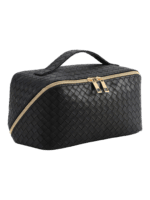 Geflochtene Kosmetiktasche zur Aufbewahrung von Kosmetikartikeln, mit mehreren Fächern, aus schwarzem Kunstleder mit goldenem Reißverschluss, kompakt und praktisch 1.png Geflochtene Kosmetiktasche zur Aufbewahrung von Kosmetikartikeln, mehrere Fächer, aus schwarzem Kunstleder mit goldenem Reißverschluss, kompakt und praktisch 1.png