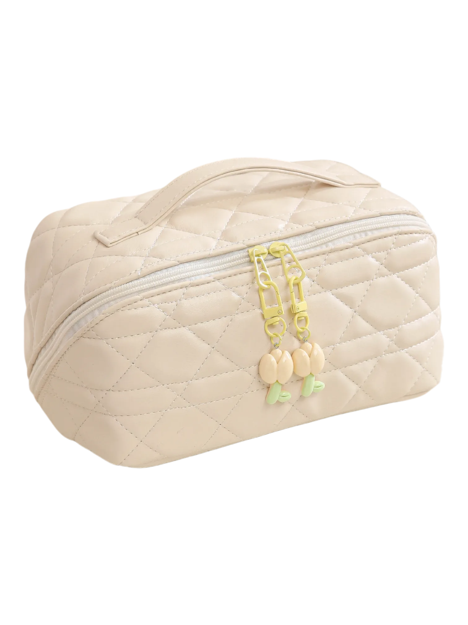 Trousse de toilette maquillage beige plusieurs compartiments pochettes pour accessoires maquillage et cosmétiques