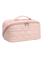 Trousse de toilette maquillage rose avec plusieurs compartiments et pochettes pour cosmétiques organisés Trousse de toilette maquillage rose avec plusieurs compartiments et pochettes pour cosmétiques organisés