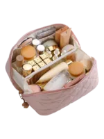 Trousse de toilette maquillage rose plusieurs compartiments pochettes doublure en tissus elegante organisation pour voyage vue intérieure 1 Trousse de toilette maquillage rose plusieurs compartiments pochettes doublure en tissus elegante organisation pour voyage vue intérieure 1