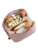 Trousse de toilette maquillage rose plusieurs compartiments pochettes doublure en tissus elegante organisation pour voyage vue intérieure 1 Trousse de toilette maquillage rose plusieurs compartiments pochettes doublure en tissus elegante organisation pour voyage vue intérieure 1
