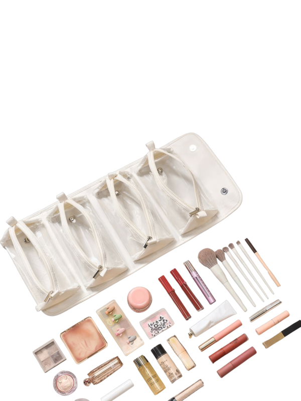Trousse maquillage pliable et transparente pratique avec plusieurs compartiments detachables a clipser dec clipser avec maquillage et accessoires selectionnes 1.png