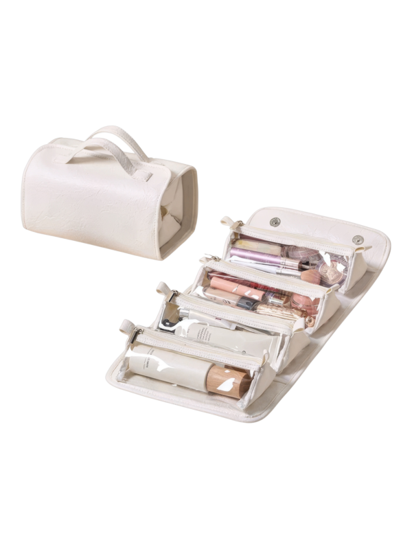 Trousse maquillage pliable et transparente pratique avec plusieurs compartiments detachables a clipser decclipser en skin blanc 1.png