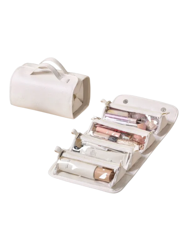 Trousse maquillage pliable et transparente pratique avec plusieurs compartiments detachables a clipser decclipser en skin blanc 1.png