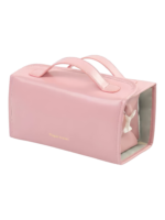 Trousse maquillage pliable et transparente pratique avec plusieurs compartiments détachables à clipser déclipser couleur rose avec poignées Trousse maquillage pliable et transparente pratique avec plusieurs compartiments détachables à clipser déclipser couleur rose avec poignées