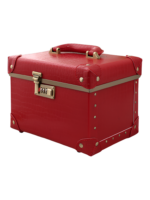 Vanity mallette de maquillage coiffeuse portable avec miroir en similicuir rouge avec fermeture argentée et poignée accommodante