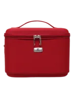 Vanity rigide pour rangement de maquillage et accessoires femme couleur rouge avec fermeture éclair et poignée pratique