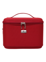 Vanity rigide pour rangement de maquillage et accessoires femme couleur rouge avec fermeture éclair et poignée pratique Vanity rigide pour rangement de maquillage et accessoires femme couleur rouge avec fermeture éclair et poignée pratique