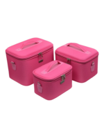 Vanity rigide pour rangement de maquillage et accessoires femme en pink ensemble de trois boîtes compactes pratiques
