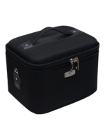 Vanity rigide pour rangement de maquillage et accessoires femme noire compacte pour femme avec anse et fermeture éclair