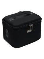 Vanity rigide pour rangement de maquillage et accessoires femme noire compacte pour femme avec anse et fermeture éclair