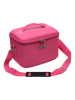 Vanity rigide pour rangement de maquillage et accessoires femme pink cosmetic case with shoulder strap and secure lock