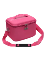 Vanity rigide pour rangement de maquillage et accessoires femme pink cosmetic case with shoulder strap and secure lock